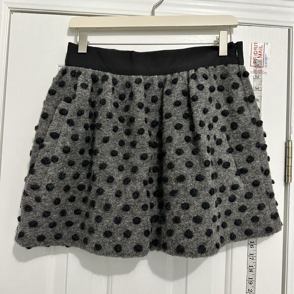 OPENING CEREMONY Med Wool Black Gray Polka-Dot Textured A-Line Mini Short Skirt - Picture 1 of 11
